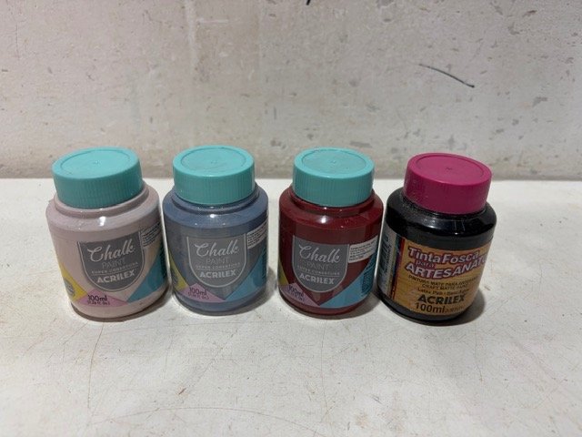 Set de 4 Pinturas Acrílicas Chalk Paint y Tinta Fosca