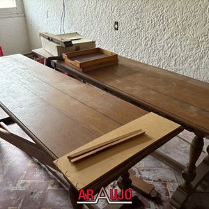 Conjunto de Dos Mesas Rectangulares de Madera para Restaurar - imagen 2