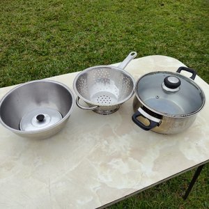 Olla, Colador y Bol de Acero Inoxidable Usados - imagen 2