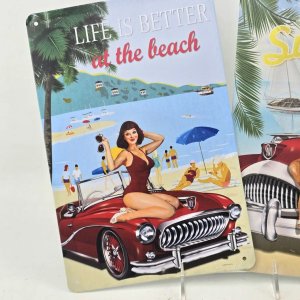 Set de 2 Chapas Vintage "Life is Better at the Beach" y "Summer" - imagen 2