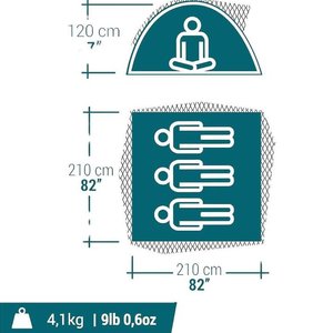 Carpa Quechua MH100 Verde Oscuro para 3 Personas - imagen 4