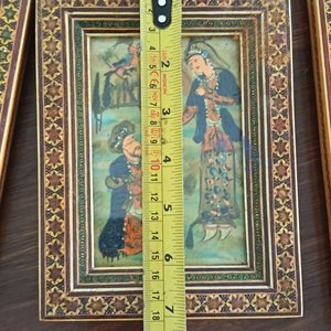 Trío de Miniaturas Persas con Marcos Taraceados Estilo Oriental - imagen 7
