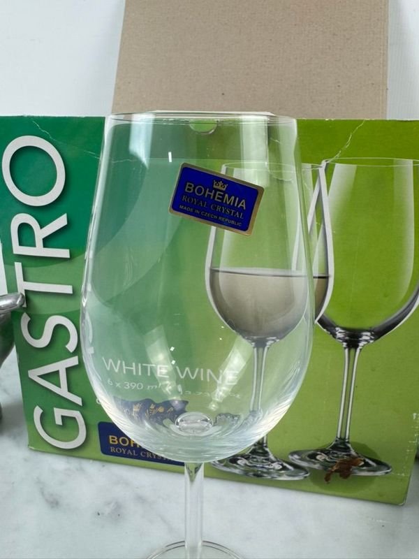 6 Copas de Vino Blanco en Cristal Bohemia - imagen 5