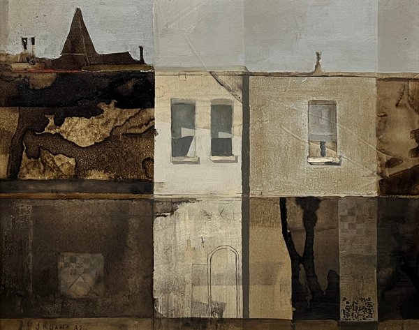 Oleo "Fachada" de Jorge Ruano, 1982 - 33 x 41 cm - imagen 1