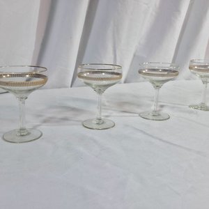 4 Copas de Champagne Pompidou con Borde Dorado - imagen 2