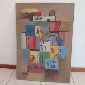 Lote anterior: Óleo sobre cartón abstracto firmado LPI 02, 70x50 cm