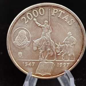 Moneda de Plata Española 2000 Pesetas Don Quijote 1997 - imagen 1