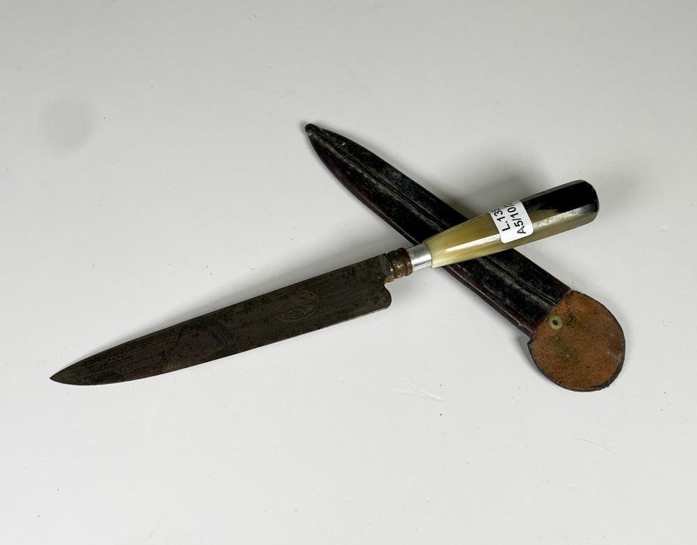 Cuchillo hoja de acero Solingen 14 cm ,cabo guampa con vaina