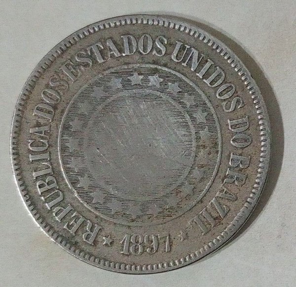 Moneda Brasileña 200 Réis 1897 - Primera República - imagen 1