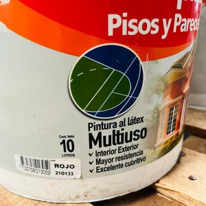 Lote x2 Baldes de Pintura Sinteplast Acrilplast Pisos y Paredes 10L Rojo y Ocre - imagen 3