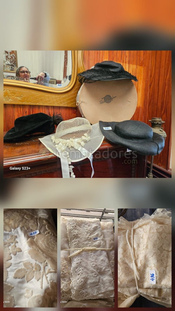 Lote de Sombreros y Telas Vintage