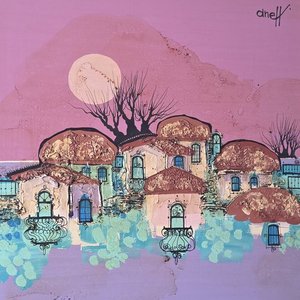 Gran Óleo "Pueblo al Atardecer" de Aneff, 60x60 cm - imagen 4