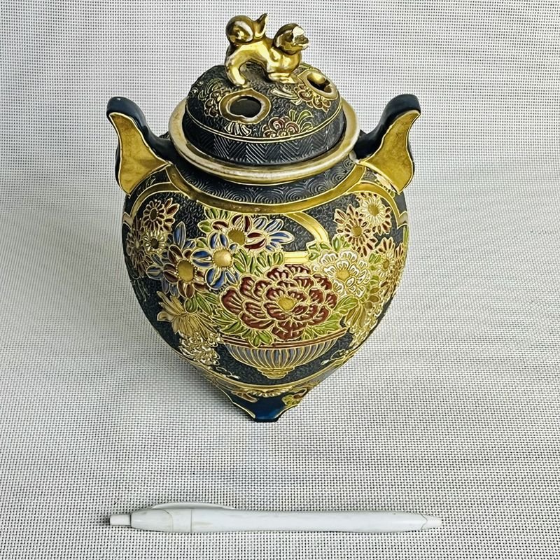 Sahumerio Satsuma muy antiguo decorado con oro restaurado - Vaso de porcelana - imagen 2
