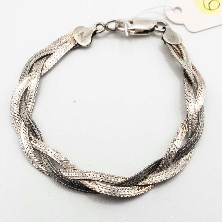 Pulsera de Plata 925 Trenzada Chata 18 cm