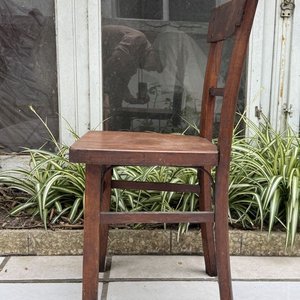 Silla Rústica de Madera Maciza Oscura - imagen 7