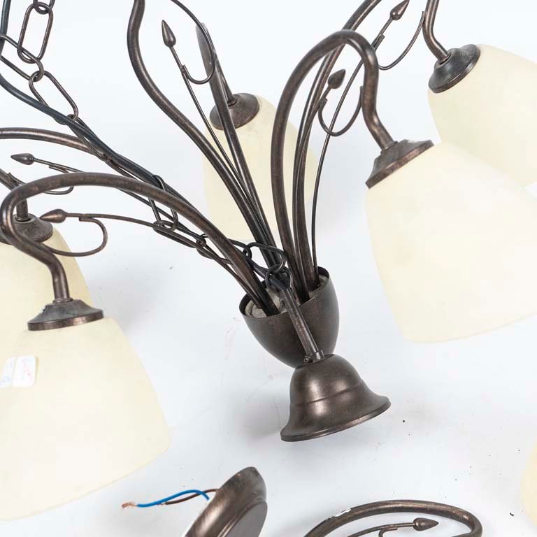 Lámparas de techo y pared de 5 luces y 2 luces en metal con pantallas de vidrio - imagen 2