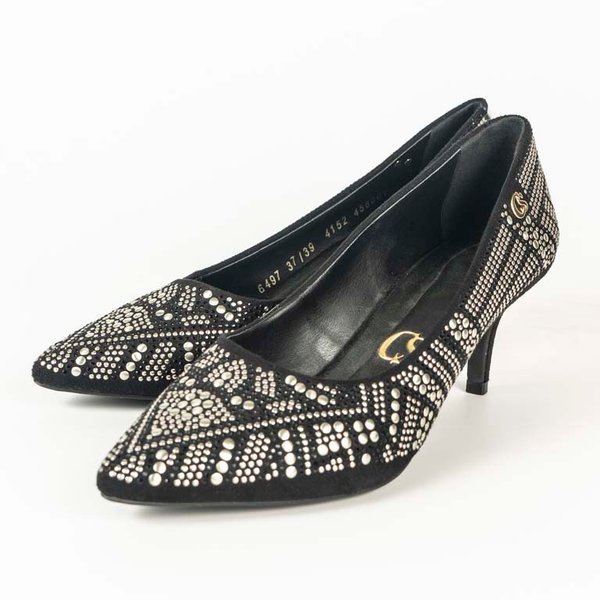 Zapatos de Salón Carmen Stephans Negros con Apliques Talle 37/39 - imagen 1