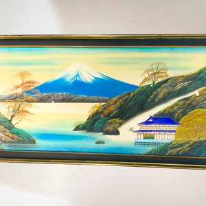 Cuadro Decorativo Oriental con Monte Fuji y Pagoda - imagen 1
