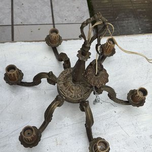 Candelabro de Techo Antiguo de Bronce con 6 Brazos Ornamentales - imagen 11