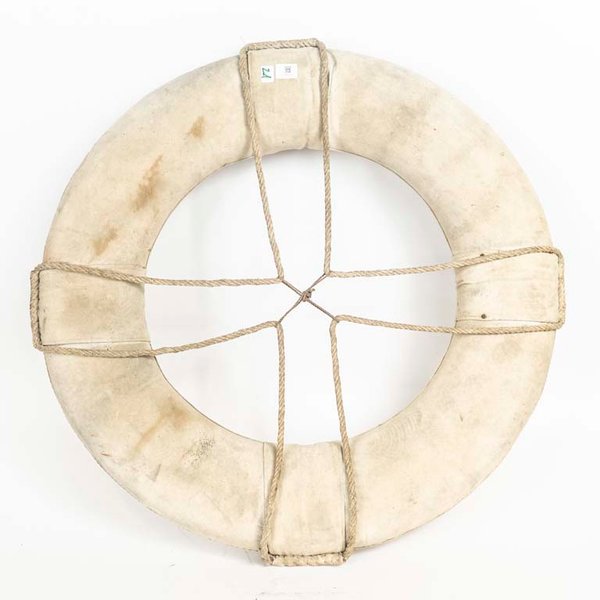Salvavidas Antiguo de Corcho con Cuerda y Desgaste - 70 cm - imagen 1