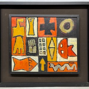 Obra "Constructivo con pez" de Edwin Studer - Óleo sobre cartón - imagen 2