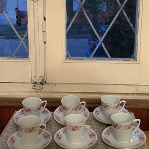 Lote siguiente: 1 juego té origen China de 6 pocillos y 6 platillos