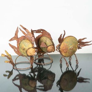 Lote anterior: Set de 3 Adornos de Peces de Metal Oxidado y Dorado