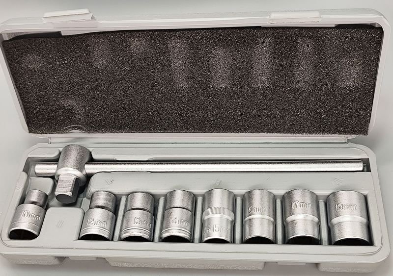 Juego de 9 Bocallaves de 10mm a 19mm con Mango
