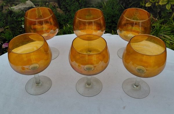 Juego de 6 Copas de Cristal Color Ámbar - imagen 1