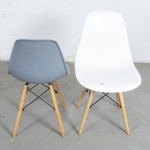 Mesa Comedor Circular con 4 Sillas Estilo Eames (2 Blancas, 2 Grises) - imagen 3