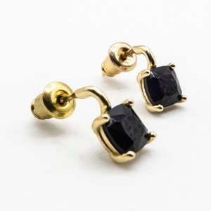 Tornillos de Plata con Baño de Oro y Piedra Negra - imagen 2