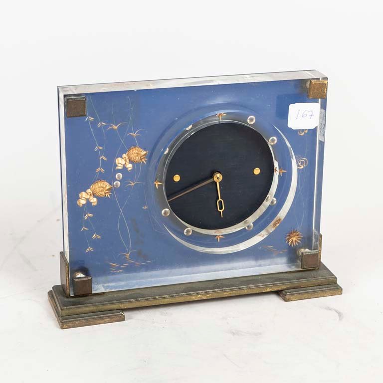 Reloj de Sobremesa Decorado en Acrílico y Bronce