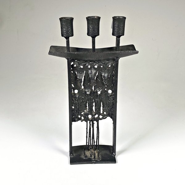 Candelabro de Hierro Forjado Negro para Tres Velas - imagen 1
