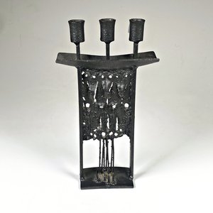 Candelabro de Hierro Forjado Negro para Tres Velas - imagen 1