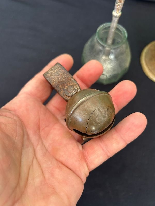 Lindo lote mate vidrio bombilla plata y oro cencerro y sonajero - imagen 6