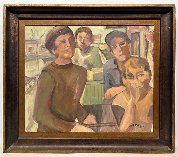 Lote anterior: Óleo sobre tela de Lucia Braga - Personajes en el balcón