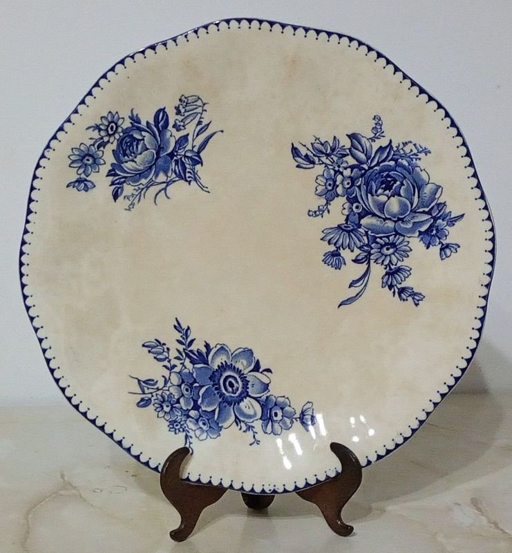 Plato de Porcelana Wedgwood & Co. "Bristol" Inglés Azul Cobalto Principios Siglo XX