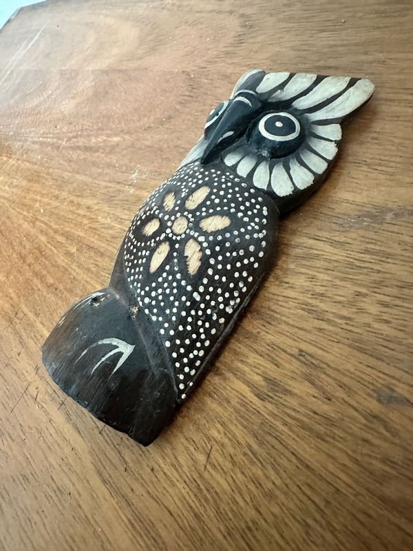 Adorno Búho Tallado en Madera - Figurita de Búho en Madera - imagen 3
