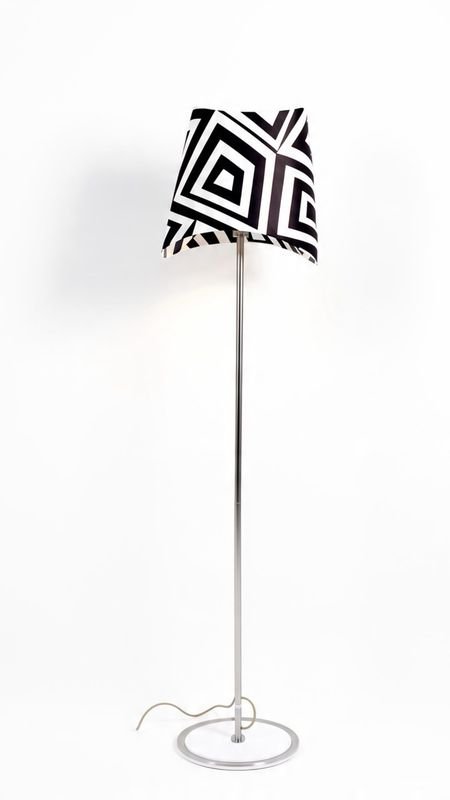 Lámpara de Pie Diseño Base Vidrio Tubos Niquelados 1.60m
