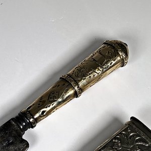 Facon Antiguo Hoja Acero "Camello" 36cm, Cabo Plata y Oro con Vaina - imagen 4