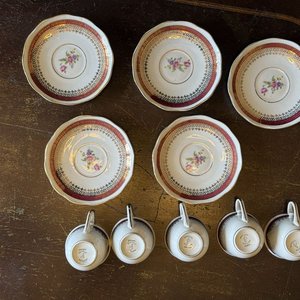 Juego de 5 Tazas con Plato de Porcelana Stanitta Paraná con Flores - imagen 2