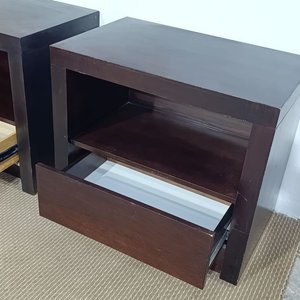 Mesas de Noche "Fairmont Design" Madera Oscura con Cajón y Estante - imagen 3