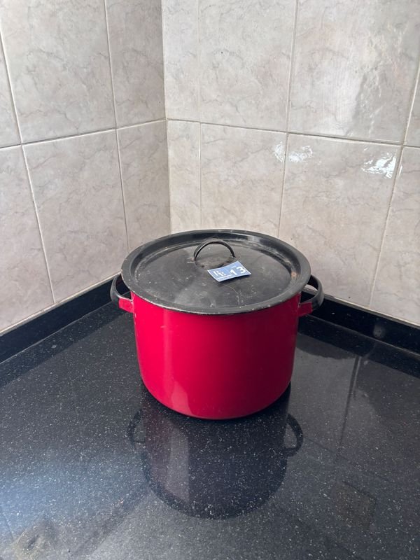 Olla Roja Esmaltada con Tapa - 27 cm Diámetro - imagen 1