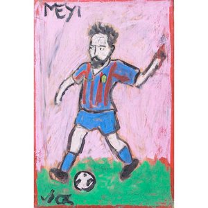 Lote siguiente: Pintura al óleo "Meyi" (Lionel Messi) por Victor, sin marco, 60 x 40 cm