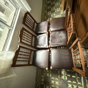 Juego de 6 Sillas de Madera con Asiento Tapizado Marrón - imagen 1