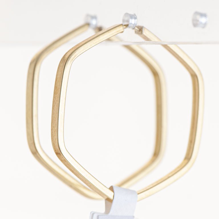 Aros de Oro 18k Hexagonales - imagen 2