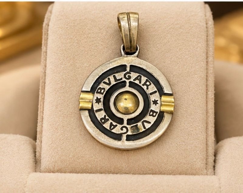 Colgante Circular Bicolor Plata y Oro Bulgari