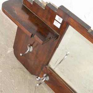 Espejo Art Decó con Marco de Madera y Perchas Metálicas - imagen 2
