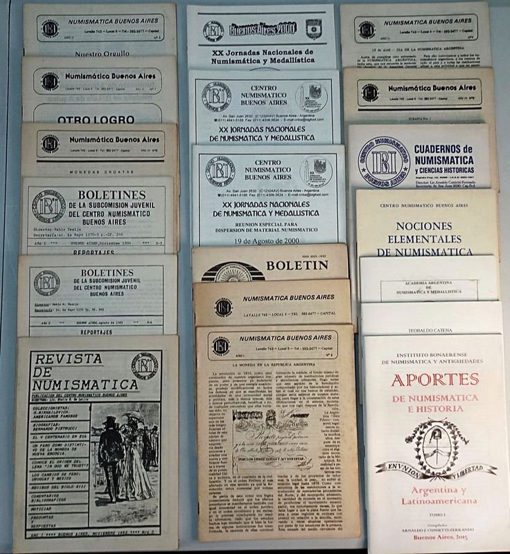 Lote de 19 Publicaciones sobre Numismática Argentina