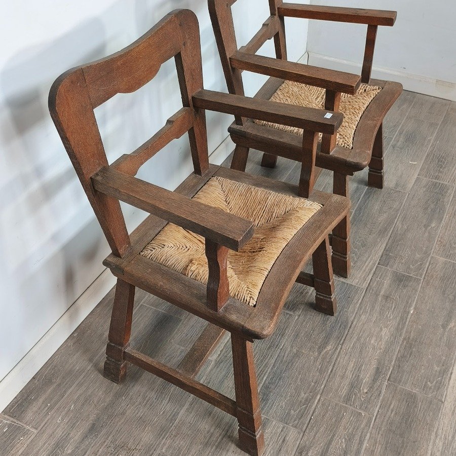 Pareja de sillas de roble con asiento de cardo - imagen 5
